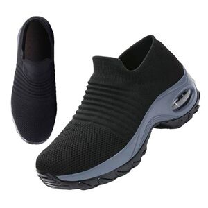 Women's Walking Shoes Sneakers Comfort Slip On Air Cushion Platform Loafers, 7.5